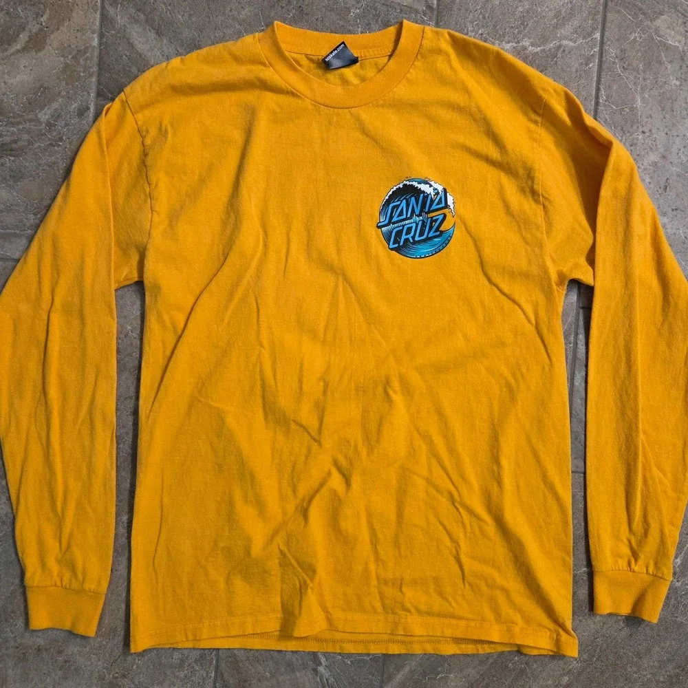 Santa Cruz Skateboards Mens Yellow Wave Logo Long Sleeve Graphic T-Shirt L - Picture 3 of 7